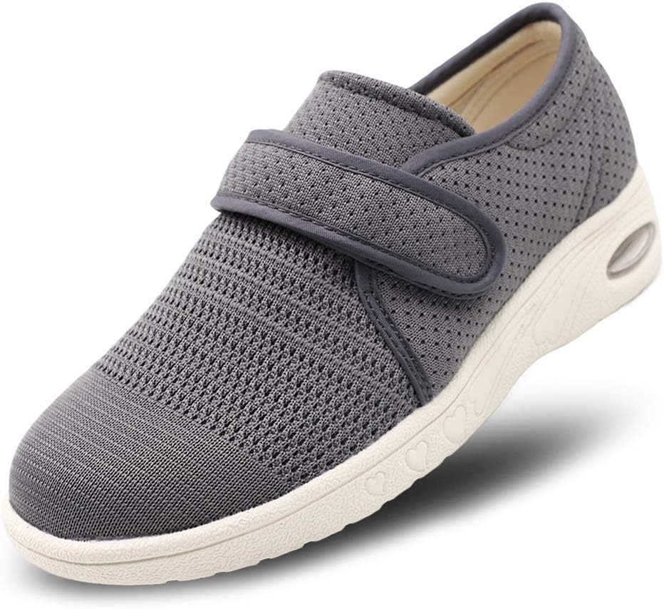 Womens Diabetic Walking Shoes Adjustable Outdoor Sneakers Recovery Easy On Off Strap Wide Width Slippers Comfort for Seniors Elderly Woman Swollen Feet, Edema, Foot Pain