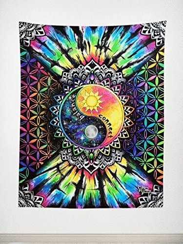 Electro Threads • Hand-Printed Wall Tapestry, Psychedelic Wall Art (SM: 29"x48") Connect