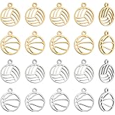 UNICRAFTALE 24Pcs 4 Styles Hollow Sport Ball Charms Stainless Steel Game Volleyball Charms Metal Mini Charm Craft Supplies Accessories for DIY Bracelet Necklace Earrings Jewelry Making 12.1X9.9mm