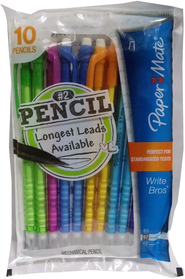 Papermate . Mechanical Pencils, 0.7mm, Assorted Colors, 10