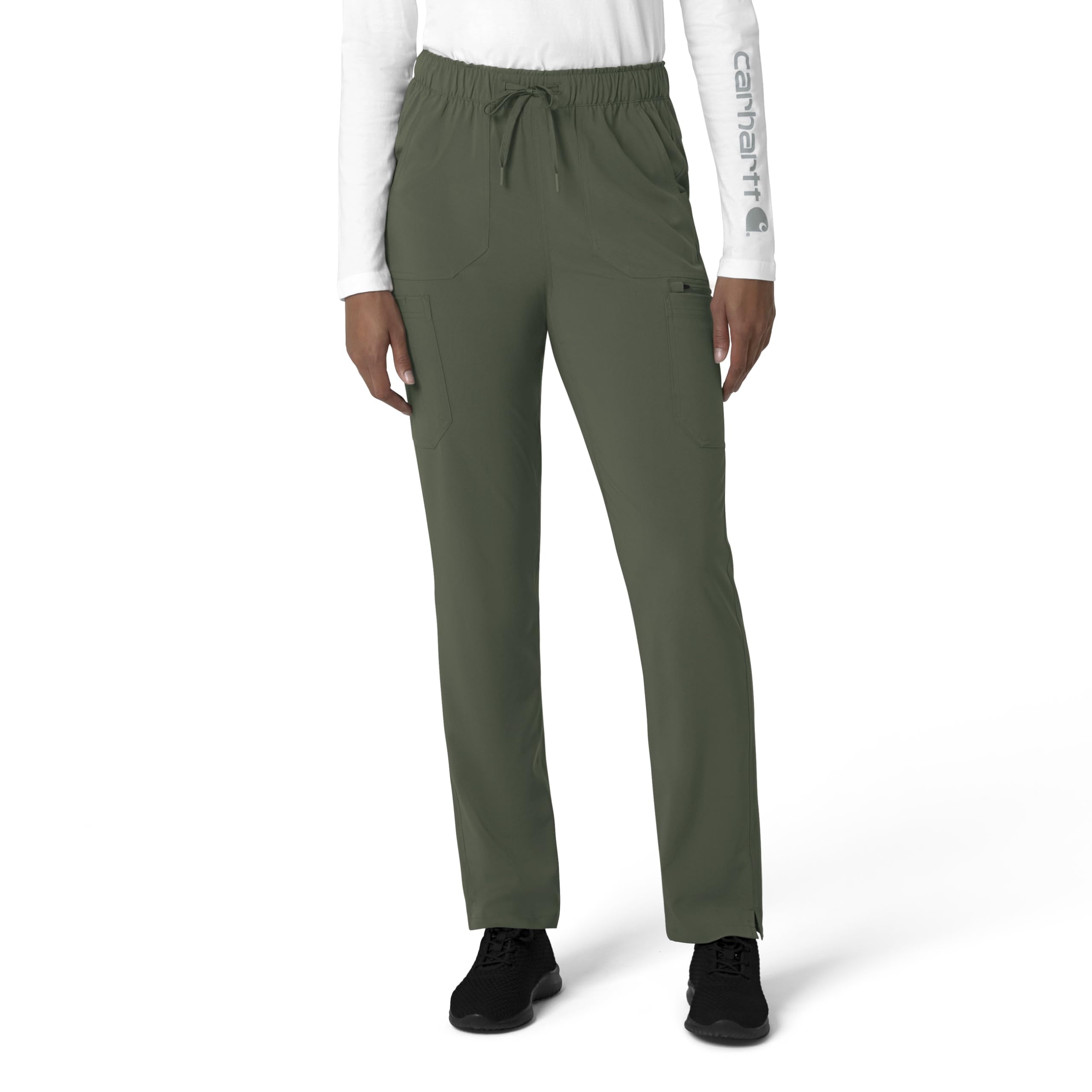 Carhartt Force Cross-Flex Women’s Straight Leg Cargo Scrub Pant, Olive, 2XL PET