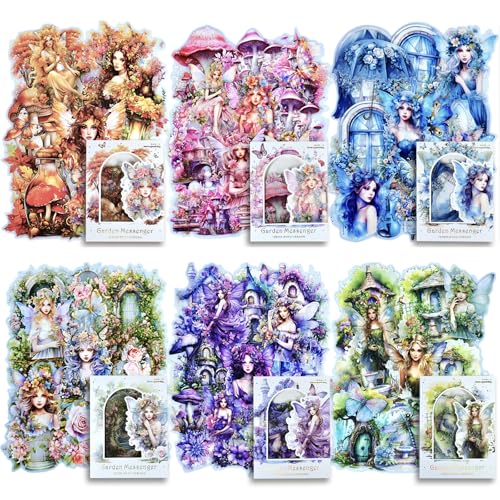 Flower Stickers for Scrapbooking Set,Vintage Natural Stickers 180pcs Transparent Scrapbook Supplies Journal Stickers Book for Card Making Journaling Envelopes DIY (Garden Messenger)