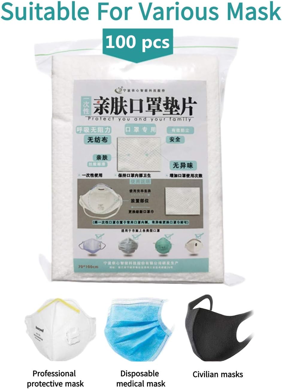 Flovey 100pcs Disposable Face Mask Filter Pads, N95 Non-Woven Anti-dust Mask Filter Gasket Mask Gasket/Pad for Various Mouth Mask