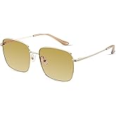 MUJOSH Trendy Oversized Square Sunglasses for Women Men, Retro Big Flat Lens UV Protection Shades for Travel & Fashion Accessories, Dawn Gold, Exclusive Eyewear Brand of EssilorLuxottica