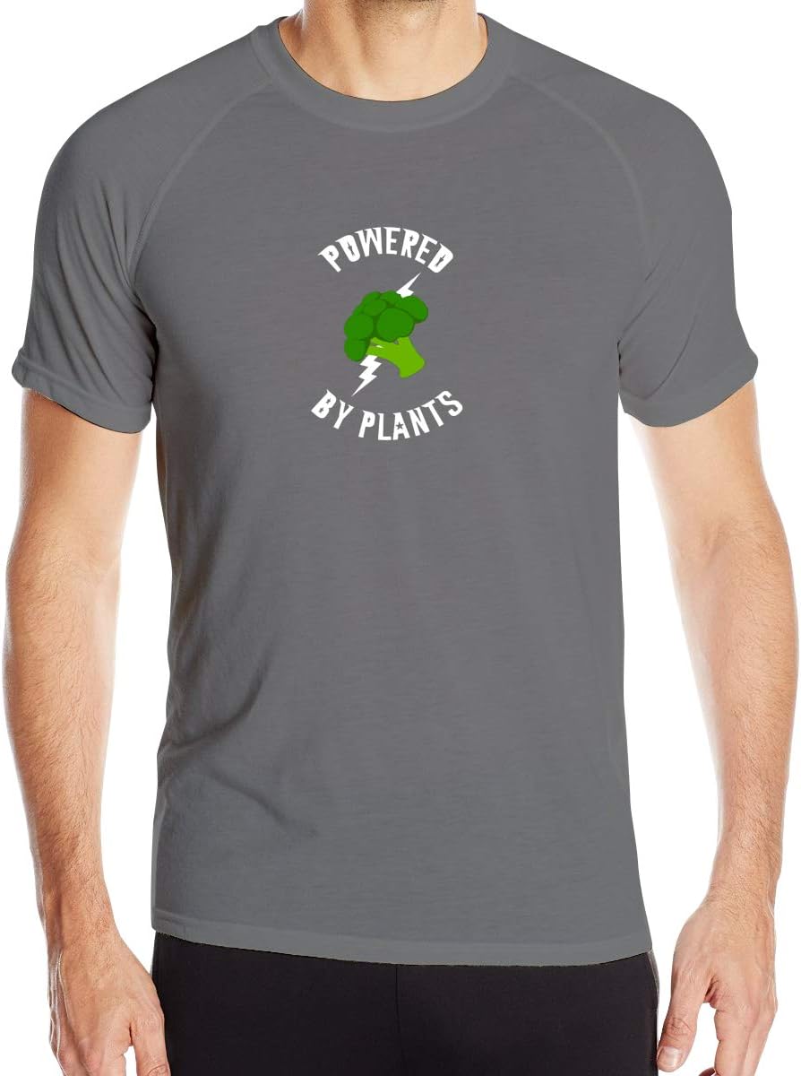 Powered by Plants Men’s Dry-Fit Moisture Wicking Active Athletic Performance Crew T-Shirt Black