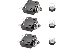 SAUTOP Bstenky 3Pcs 20A Thermal Circuit Breaker, Push Button Manual Reset Circuit Breaker 32V DC 125/250VAC 50/60Hz with Waterproof Transparent Cap, Black