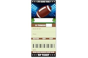 brayqu Football Birthday Party Invitations Boy Football Ticket Invitations Fill-in (20 Invitation Cards with Envelopes)