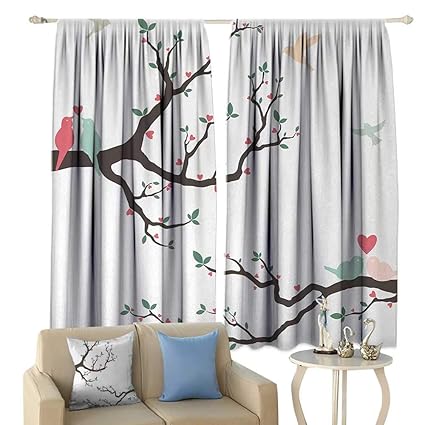 Amazon Com Fengruiyanjing Love Waterproof Window Curtain Birds
