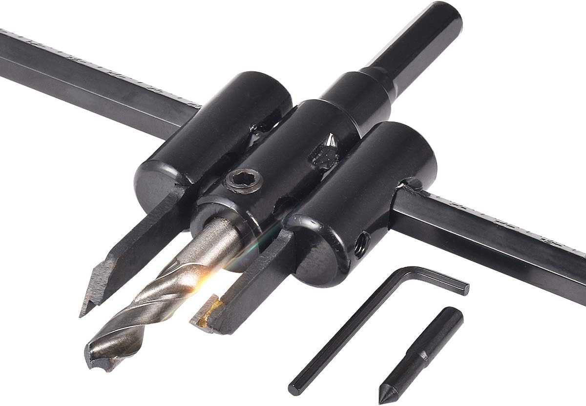 KATUR Adjustable Hole Saw Circle Hole Cutter Drill Bit Kit 30mm to 200mm, Heavy Duty Wood Drywall Drill Bit Saw Round Cutting