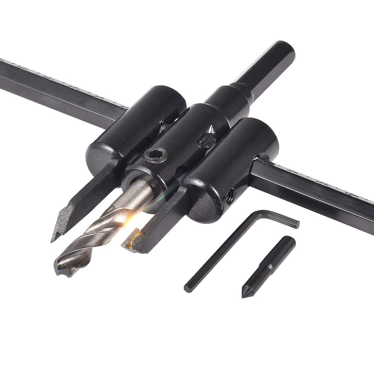 KATUR Adjustable Hole Saw Circle Hole Cutter Drill Bit Kit 30mm to 200mm, Heavy Duty Wood Drywall Drill Bit Saw Round Cutting, Woodworking Twist Hole DIY Tools