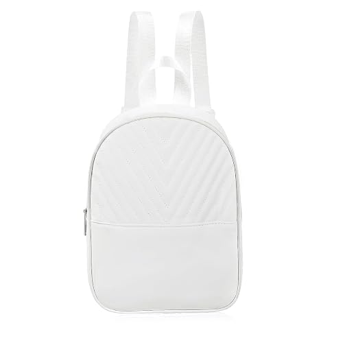 Energather Womens Backpack, PU Leather Backpack for Women and Girls, Women's Fashion Backpacks Ladies Backpacks with Adjustable Strap for Travel, Shopping, Dating (white)