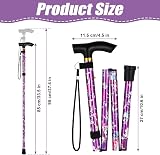 Flintronic Folding Walking Stick Adjustable Lightweight Purple Print view 2
