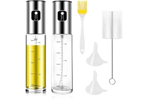 2 Pcs Oil Sprayer for Cooking, 100 ml Olive Oil Dispenser, Glass Oil Spray Bottle with Scale for Kitchen, Salad, Barbecue, Ba