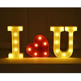 I Love U Light Up Letters Love Sign LED Letter Lights Decor, Valentines Day Decorations,Anniversary