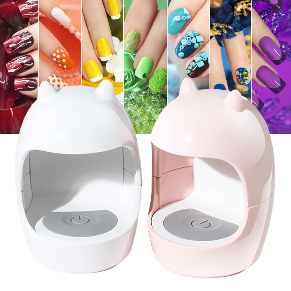 VCFDZCFD 2 Pack Mini LED Nail Lamp, Cute Gel Lamp 6W U V Dryer Polish Curing Light Quicky-Dry DIY Art Tools Portable Automatic Sensor Manicure Kit for Fingernail & Toenail