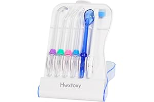 Hwxtoxy Replacement Tips for Waterpik Water Flosser Waterpik' Replacement Parts, Storage Case & AquaFlosser 6 Tips (Aquaflosser 6 Tips Tongue Combo)