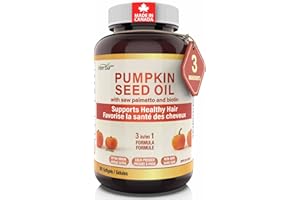 Herba Pumpkin Seed Oil Capsules for Hair - 90 Softgels | 3 in 1 with Saw Palmetto and Biotin | Cold Pressed, Extra Virgin, an