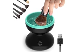 NORATE Makeup Brush Cleaner, Electric Makeup Brush Cleaner Machine, Make Up Brush Cleaner Cleanser Machine, Fast Deep Cleaning for Makeup Brushes, Stocking Stuffers Gifts for Women, Wife, Mom (Black+Green)