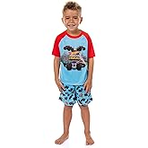 INTIMO Hot Wheels Toddler Boy's Monster Trucks Toys Tossed Print Sleep Pajama Set Short