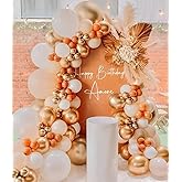 PageebO Orange and Gold Balloon Garland Arch Kit-141Pcs Cream White Orange Gold Balloons for Birthday Thanksgiving Day Wedding Decoration Baby Shower Decorations Birthday Party Decoration