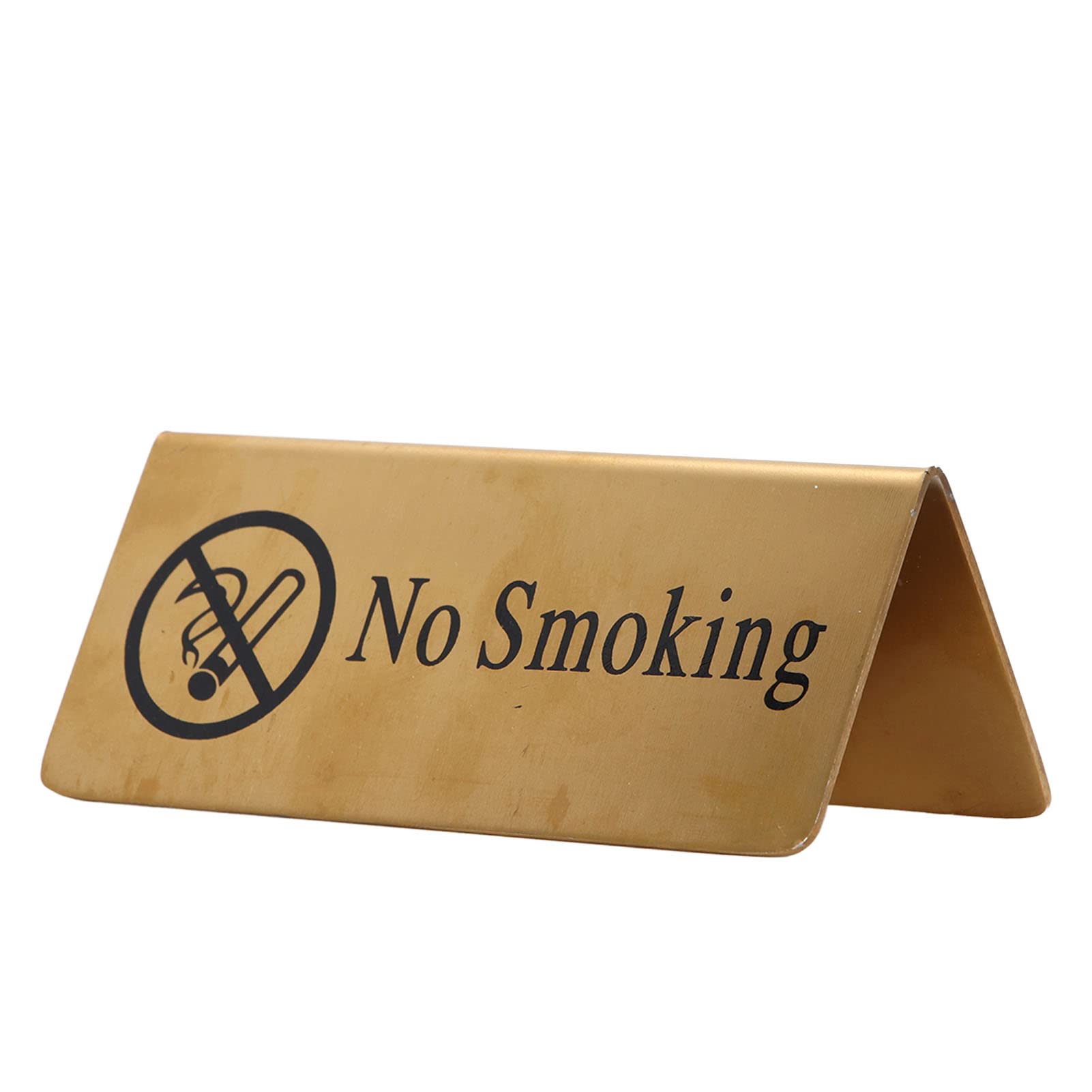 No Smoking Table Sign, Stainless Steel Double Sided Tabletop Sign Metal Table Tent Sign No Smoking Signal Desk Logo Indicator for Rental Home Cabin Hotel