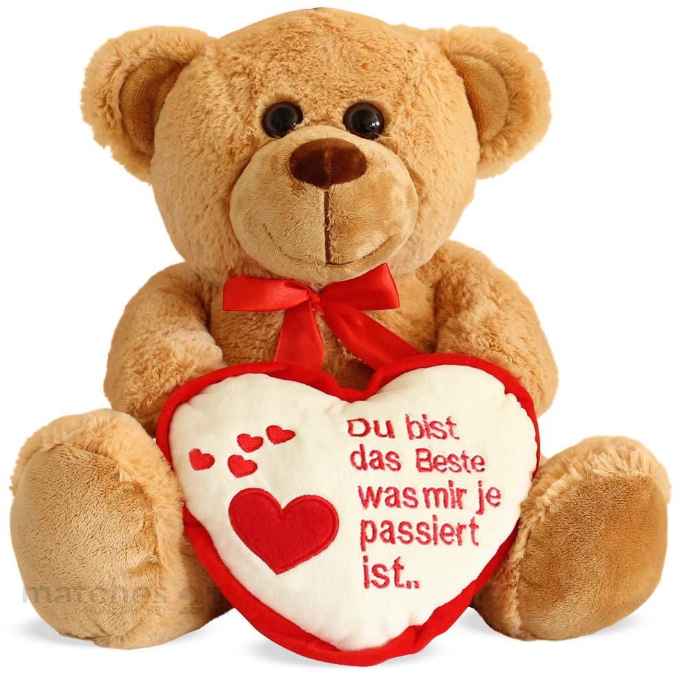 Matches21 Teddy Bear Teddy With Heart Du Bist Das Beste Tan / Beige 35 Cm  Gift Classic Partner Girlfriend Valentines Day- Buy Online In Bermuda At  Bermuda.desertcart.com. Productid : 213375972.