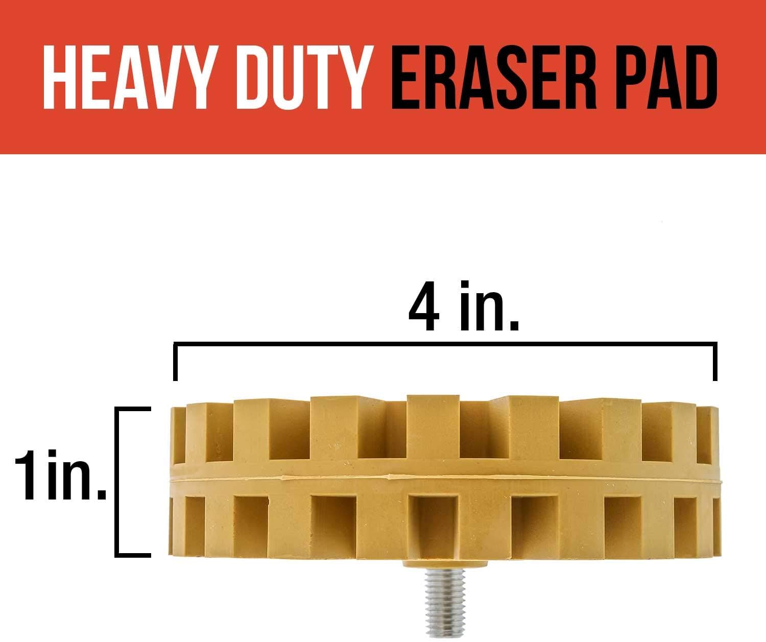 TCP Global Heavy Duty Rubber Eraser Wheel 4” Inch Pad & Adapter - Pinstripe, Adhesive Remover, Vinyl Decal, Graphics Removal Tool - - 