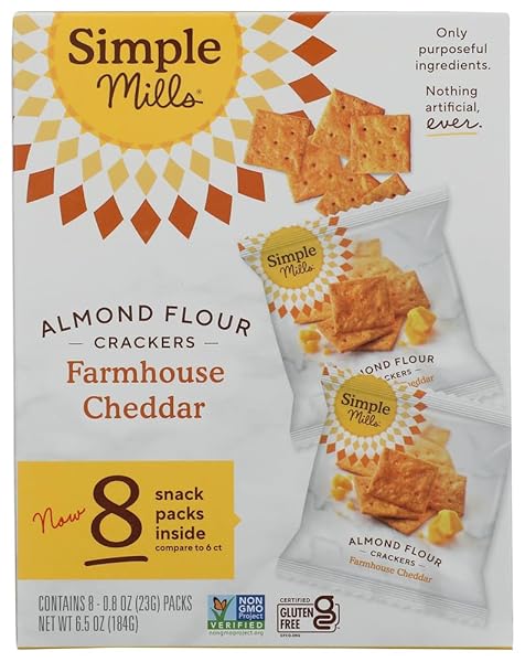 SIMPLE MILLS FARMHOUSE CHEDDAR CRACKERS SNACK PACK 8CT,...