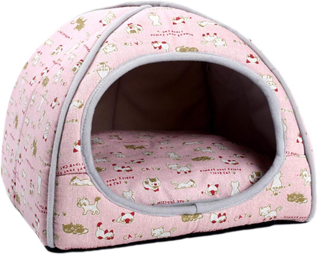 ALLNEO Pet Bed Cave Cat Bed and Cave Small Dog Bed 2-in-1 Foldable Soft Warm Washable Pet Bed with a Pillow