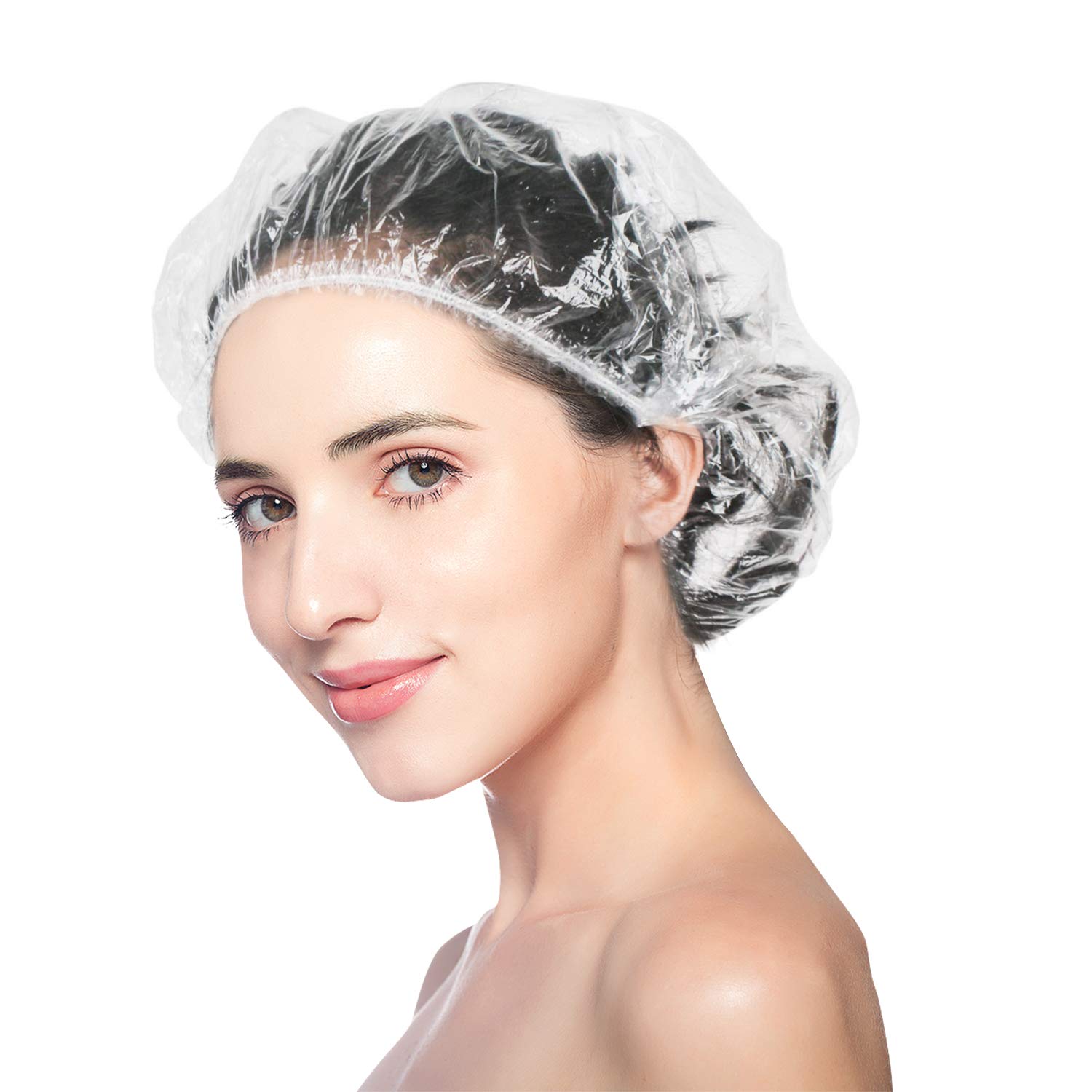 Chrider Shower Cap Disposable, 100 Pcs Shower Caps for Women Larger Thicker Waterproof and Individually Wrapped, Plastic Elastic Hair Bath Caps for Hotel and Spa, Hair Salon, Home Use, Portable Travel : Beauty