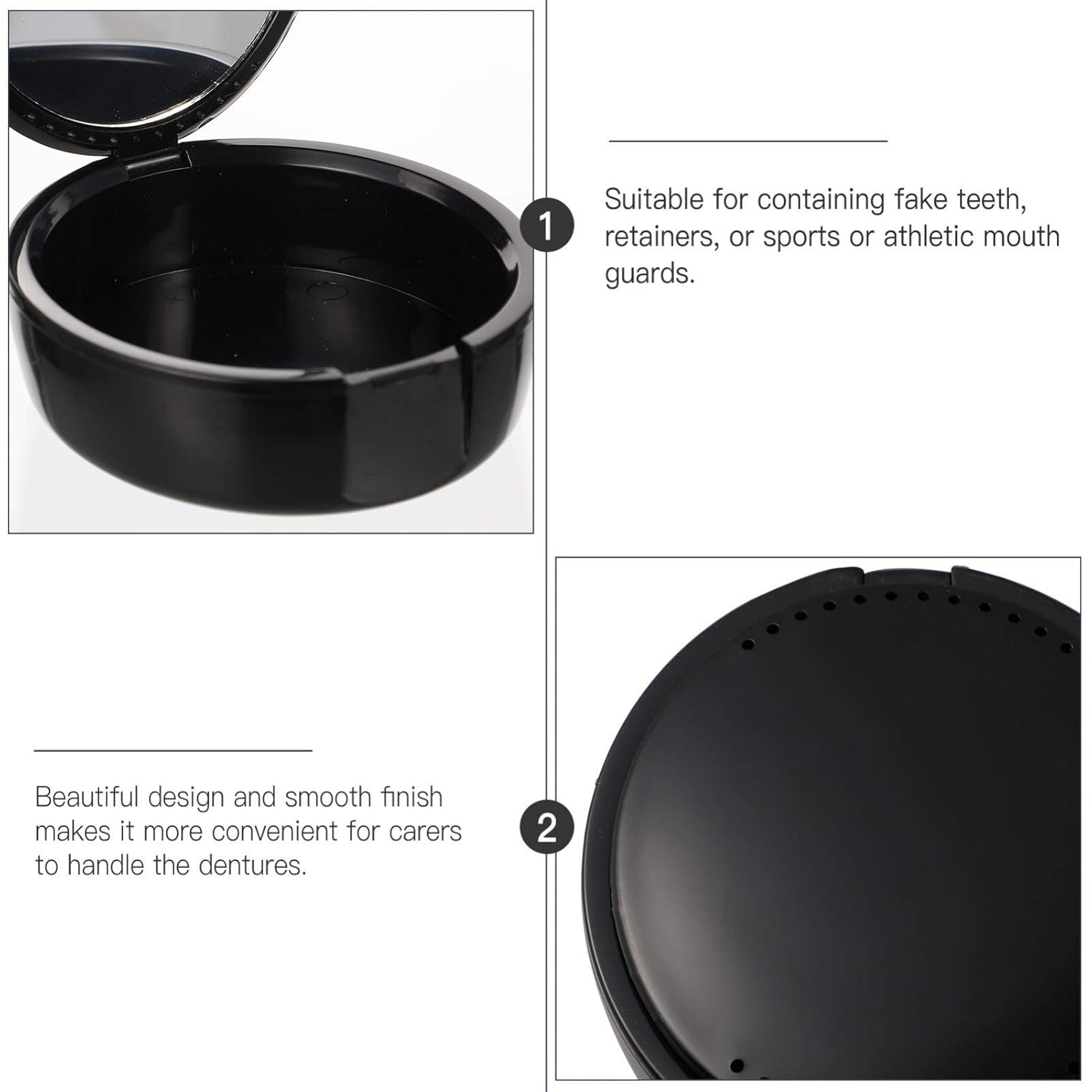 Healifty Denture Case 2 Pcs Denture Cup Container Fake Teeth Storage Case Retainer Box for Men Women (Black) : Beauty