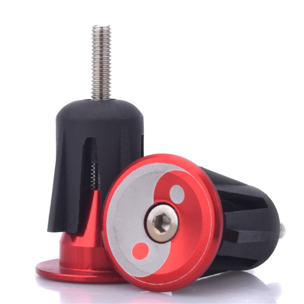 UPANBIKE Mountain Bike Road Bicycle One Pair Bike Handlebar End Plugs Aluminum Alloy Expansion Handlebar Grips Cap Stoppers (Red)