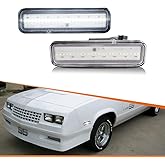ADIIL Clear Lens White LED Front Bumper Side Marker Lights Compatible With 1982-1987 Chevrolet El Camino GMC Caballero, Replace OEM Front Sidemarker Lamps