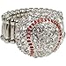 Crystal Baseball Softball Bling Ring with Red Enamel - Stretches to Fit Ring Sizes 8 to 11