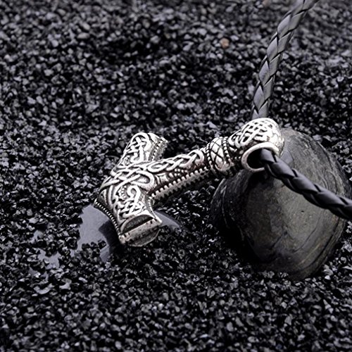 Clearance Necklace, Hammer Of Thor Mjolnir Pendant Necklace Nordic Scandinavian Viking Hammer Pendants By Nmch (Sliver) - Thumbnail 2