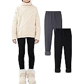 Rousytn Girls Fleece Lined Leggings Kids Warm Fleece Leggings Winter Thick Full Length Thermal Pants 6-12 Years