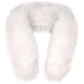 Women's Faux Fur Collar Scarf Neck Warmer Shawl, White, 29.9Inch Long | Soft Winter Fur Furry Collar Neck Warmer Shawl for Cold Weather and Costume Dress