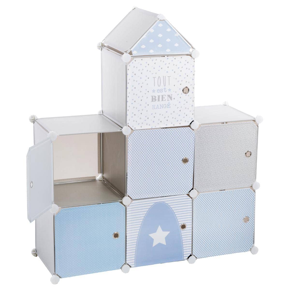 Atmosphera Castle Children's Storage Lockers - Grey and Blue 96 x 109 cm
