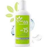 SPF15 Broad Spectrum Natural Sunscreen, Soothing & Hydrating Sunscreen Lotion, Plant-Based Sun Block, Water-Resistant Sun Screen Protector for Face and Body, 4oz - Natural Tone Organic Skincare