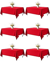Niuara Red Fabric Rectangle Table Cloth - 6