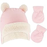 Rising Star baby-girls & Boy Infant Winter Hats Mittens Set Sherpa Lined With Earflaps - Newborn Trapper Hat 0-24 Months