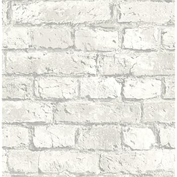Realistic Brick Wallpaper (Grey and White) - - Amazon.com