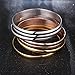 Carfeny Silver/Gold/Rose Gold Bracelets for Women, Tri-Color High Polished Stainless Steel Banlge Jewelry 7 Pack