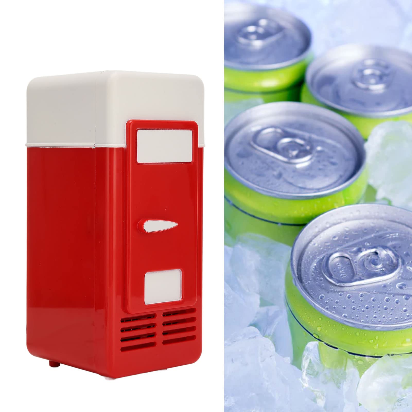 Mini Fridge, USB Fridge Insulated Cooling Small Portable Low Decibel Energy Saving Semiconductor Refrigeratior for Bedroom, Car, Office Desk & Dorm Room (Red)