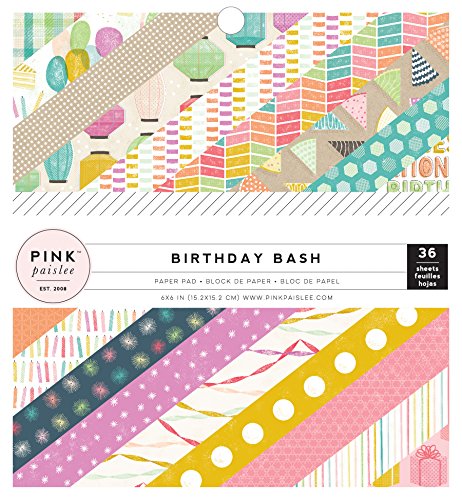 American Crafts Pink Paislee Birthday Bash 6 x 6 Inch 36 Sheet Paper Pad