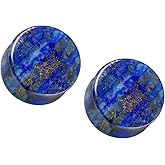 Pierced Owl AAA Grade Natural Lapis Lazuli Stone Double Flared Plugs, Sold as a Pair