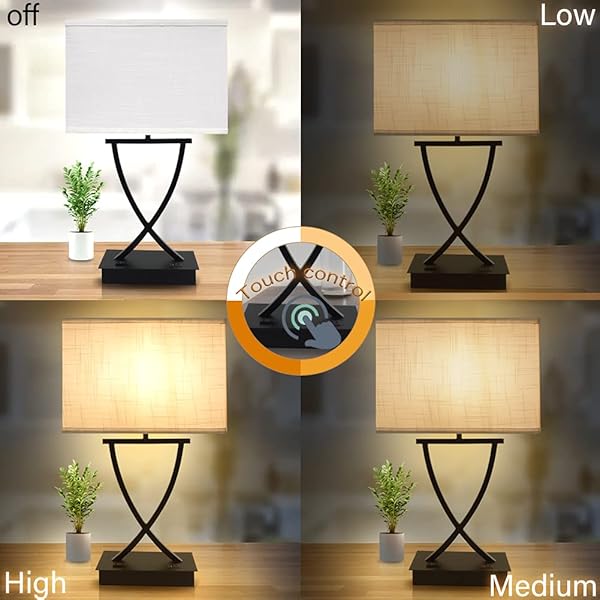 OYEDIS 3-WAY DIMMABLE TOUCH CONTROL MEDIUM TABLE LAMP WITH TYPE C/USB CHARGING PORT AND 1 AC OUTLET WHITE SHADE 21.38″ BEDSIDE NIGHTSTAND LAMP FOR BEDROOM LIVING ROOM OFFICE AND HOTEL BULB INCLUDED