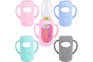 GOGENGEN 4-Pack Silicone Sleeves for Dr. Brown’s 4 oz Glass Baby Bottles – Drop-Proof Bottle Covers with Handles, BPA-Free Food-Grade Silicone, Thermal Insulated, Easy-Grip Design