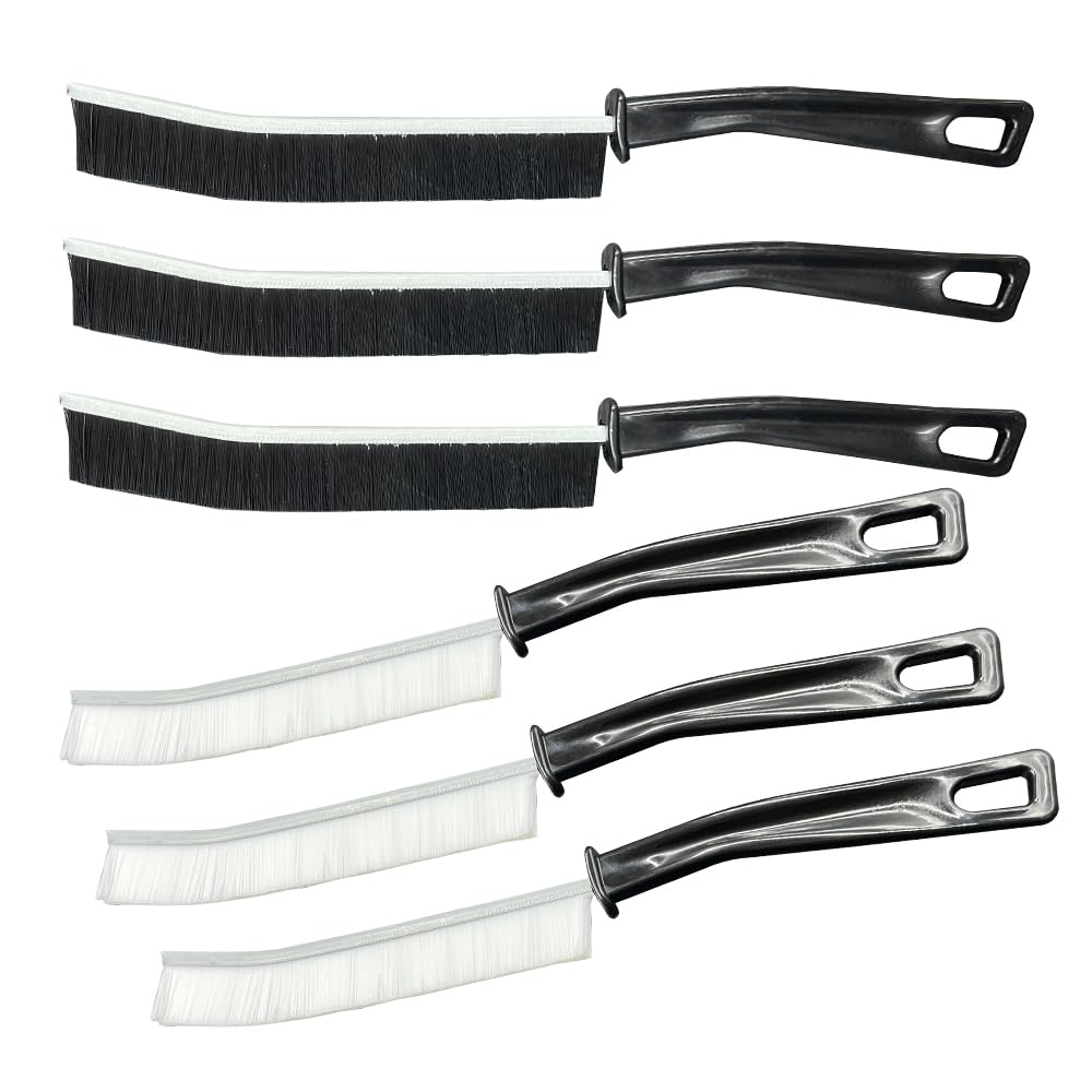 WYAN6 Pieces Bathroom Long Crevice Brush,Hard-Bristled Crevice Cleaning Brush,Window Ledge Cleaner,for Tile,Sink,Grouts,bathroom(Black + White)