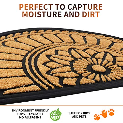 Mibao Half Round Entrance Door Mat, 24 x 36 inch Winter Durable Large